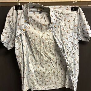 J. Crew light blue fish Casual Button Down Shirt with Soft Pattern